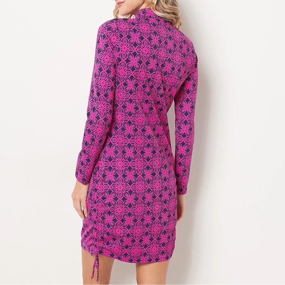 AmberNoon II By Dr. Erum Ilyas Sz XS Berry Tile Half-Zip Swim Cover-Up Dress NWT - Picture 2 of 14